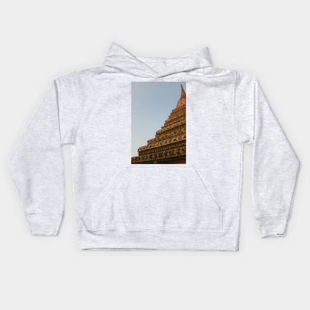 Second unusual low angle view of a Buddha stupa against clear sky. Kids Hoodie by kall3bu